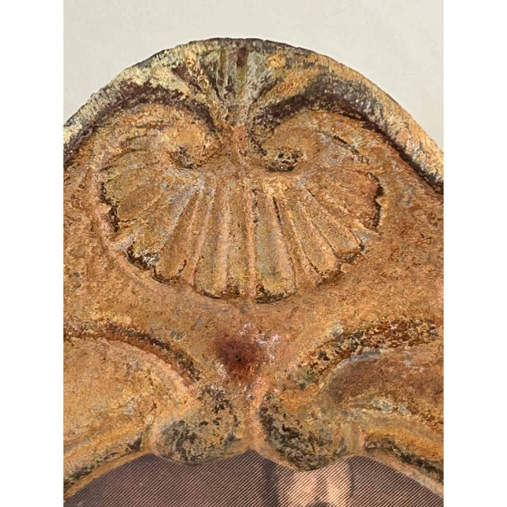 Vintage Ornate Cast Metal Picture Frame Victorian Style Verdigris Patina Oval